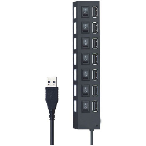 Hub usb 2.0 7 porte moltiplicatore sdoppiatore per pc notebook 7 uscite con interruttori on/off e luci led
