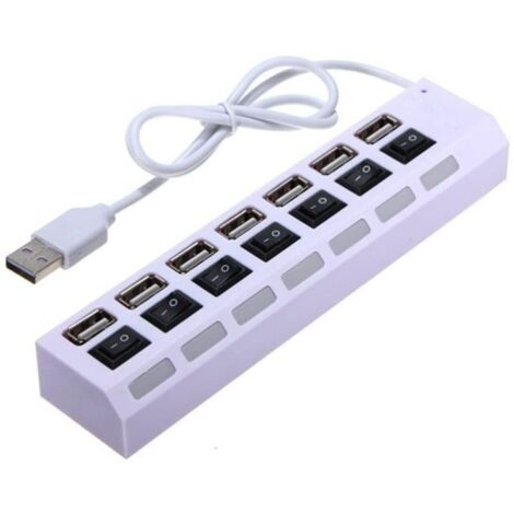 Hub USB 2.0 à 7 ports avec interrupteurs individuels et LED