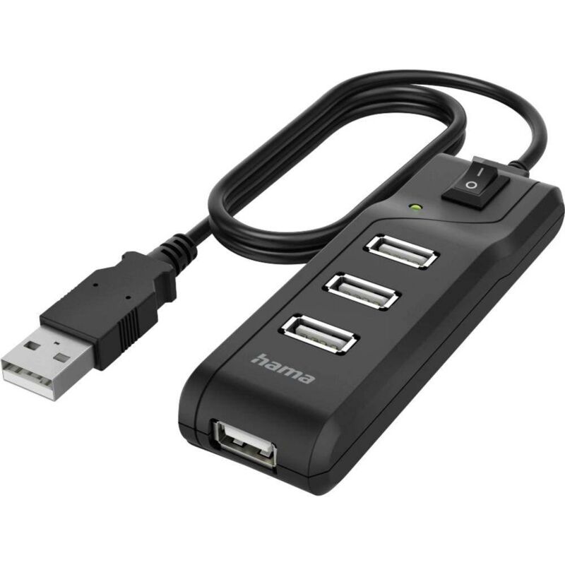 HAMA Hub USB-A 2.0 Switch 4x ports 480 Mbit/s noir