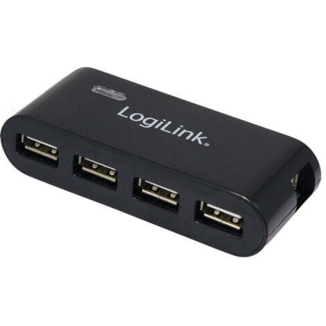 Hub USB 2.0 nero a 4 porte con alimentatore e cavo USB Logilink