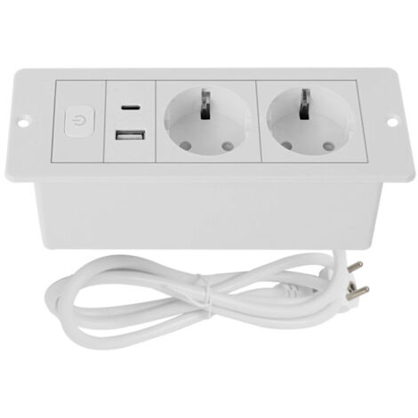Hub USB 3-en-1 avec protection contre les surtensions et câble, idéal pour les bureaux, les tables de conférence, les bureaux et les domiciles. [HK]