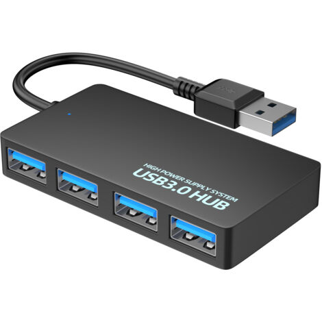 Hub USB 3.0 4 ports, câble d'extension de données ultra fin, adaptateur répartiteur 5 Gbit/s haute vitesse pour PC portable AC1518