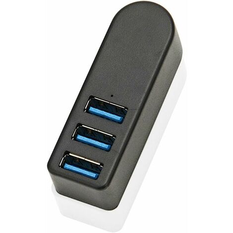 Hub USB 3.0, séparateur USB rotatif à 270 °, hub mini USB 3.0 en aluminium à 3 ports, hub de données (noir),