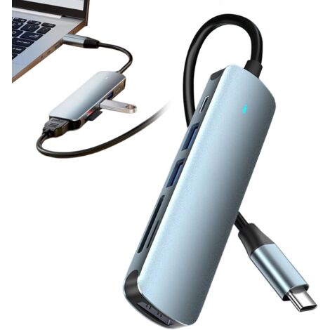 Hub USB C - Adaptateur Multiport USB C - Dispositif 6 en 1 Transmission de