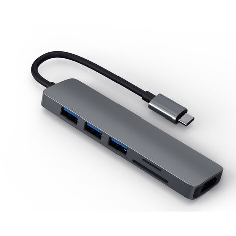 Hub USB C, adaptateur USB C 6-en-1 avec HDMI 4K, alimentation, port de données USB-C, 3 ports USB 3.0 B