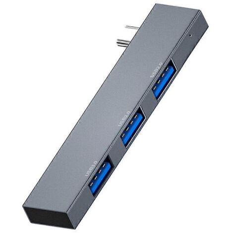 Hub USB-C multiport 3 en 1 avec ports USB 3.0 et 2.0 et lecteur de cartes intégré.