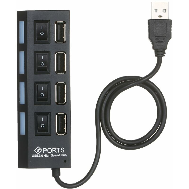

Hub USB de 4 puertos 480Mbps Transferencia de datos de alta velocidad Divisor de carga USB 2.0 con interruptor de encendido / apagado separado