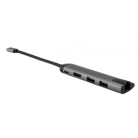 Hub USB multiport Verbatim : 2 ports USB 3.0, 1 port USB-C 3.1, 1 port HDMI 4K, 1 port RJ45