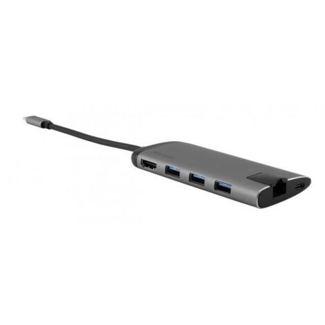 Hub USB multiport Verbatim : 3 ports USB 3.0, 1 port USB-C 3.1, 1 port HDMI 4K, 1 port RJ45, 1 lecteur de cartes SD/microSD