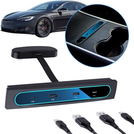 Hub USB pour Tesla Model 3 2021-2022, accessoires pour Tesla Model Y 2021-2022, station de charge USB, adaptateur multiport USB, compatible avec les appareils d'éclairage ambiant.
