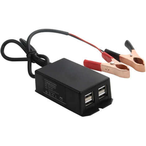 Hub USB pour voiture et moto, station de recharge pour téléphone portable avec convertisseur CC, 4 ports USB et support de batterie. - AquaForge