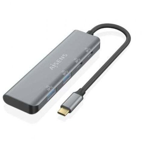 Hub USB Tipo-C Aisens A109-0763/ 2xUSB/ 2xUSB Tipo-C/ Gris