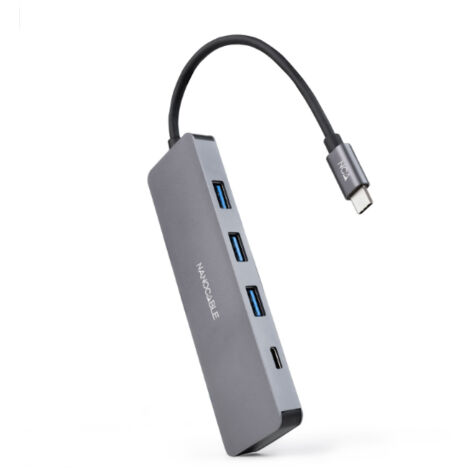 Hub USB Tipo-C Nanocable 10.16.4409/ 3xUSB/ 1xUSB Tipo-C/ Gris