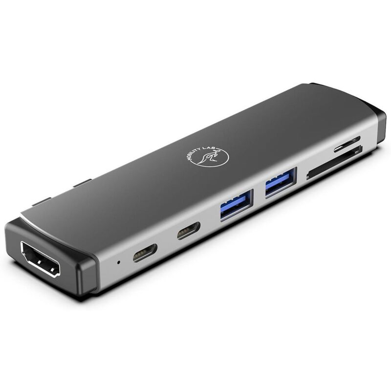 Hub usbc 7 en 2 100W Ports 2xUSB-C 100W + 2xUSB3.0 + hdmi + RJ45 + Micro sd & SD,Vitesse USB3.0,Résolution hdmi : 4K/UHD,Plug & Play