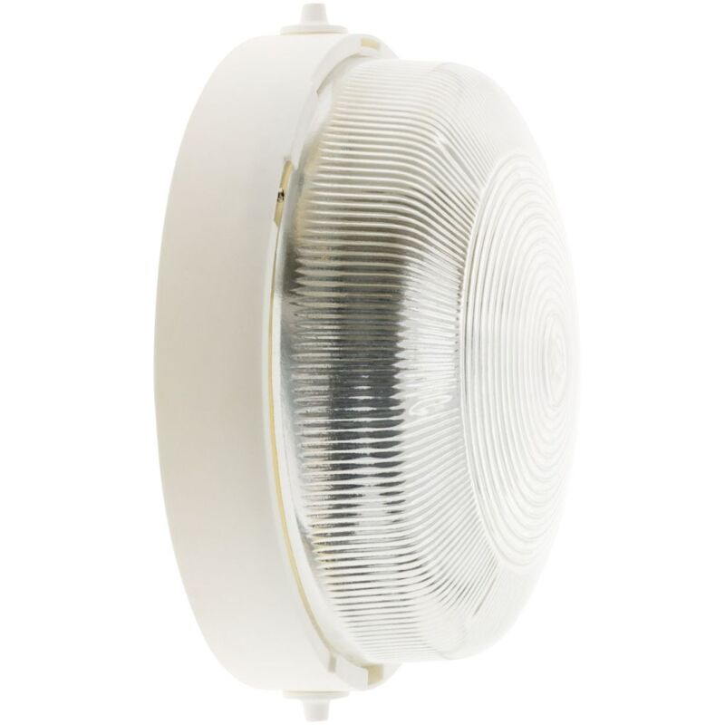 Elexity – Hublot d'extérieur rond IP44 E27 – Socle plastique haute résistance – Verre résistant chaleur – 60W max – Installation facile