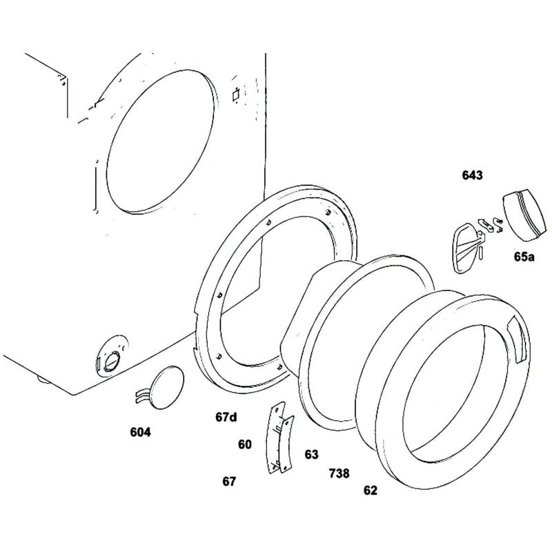 Candy - Hublot complet repère 67 (43029254) Lave-linge