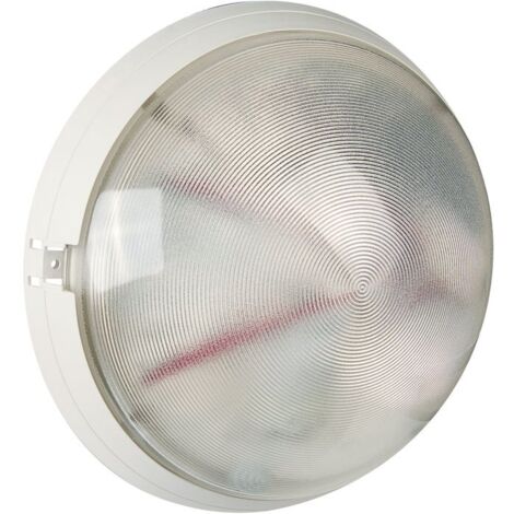 Hublot d'extérieur E27 blanc 70W IP44 – Installation murale ou plafonnier – Pour couloirs, escaliers, parkings couverts – Sarlam