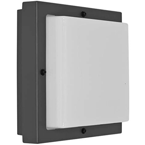 Hublot d'extérieur IP65 en aluminium gris – Douille E27 – 240mm x 240mm – Diffuseur en polycarbonate opale – 623180 – Sg Lighting