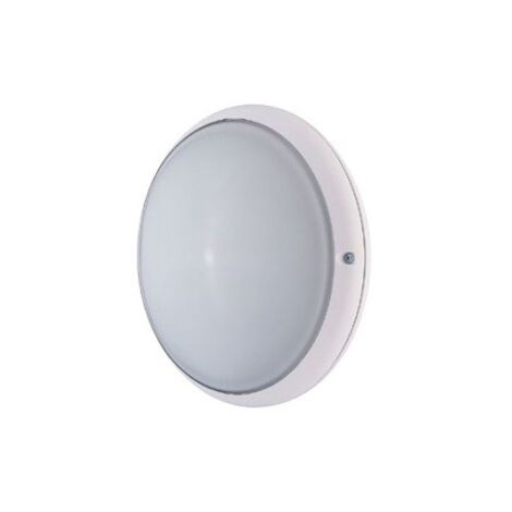 Hublot extérieur fluo 14W Ø 245mm anneau blanc diffuseur verre avec lampe 4000K E27 CL2 IK02 IP54 DUNE EBENOID 079118
