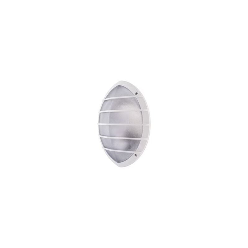 Hublot extérieur fluo 2X9W grille polycarbonate blanc 341X279mm avec lampes 2G7 ballast elec IK10 IP65 dome ebenoid 079384