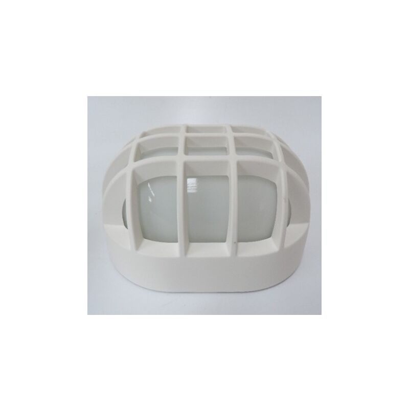 Hublot extérieur ovale 254x187mm grille blanc diffuseur verre pour lampe E27 230V (non incl) IK06 IP44 eko 19/G 960 Hublot extérieur ovale 254x187mm grille blanc diffuseur verre pour lampe E27 230V (non incl) IK06 IP44 eko 19/G 960
