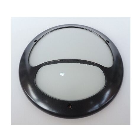 Hublot fluo Ø 366mm grille noir 2 branches lampe 26W 4000K 1800lm G24q-3 ballast 230V verre IK04 IP54 KOREO ARC SARLAM 868376