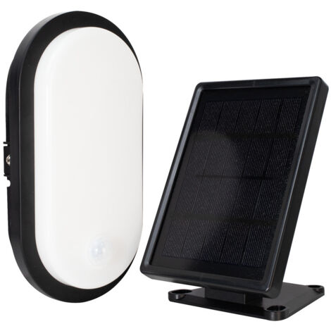 Hublot LED Solaire Ovale Noir, 7W, 600 lumens, IP54, 4000K blanc-neutre, garantie 5 ans - Tibelec
