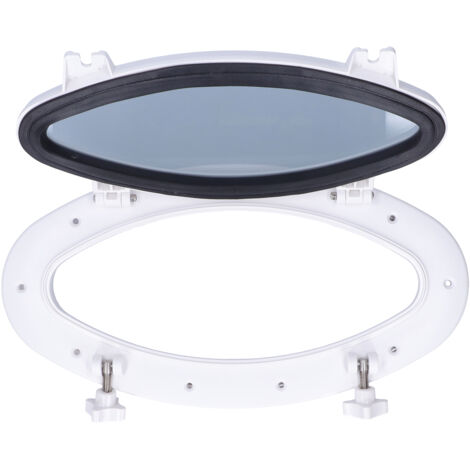 Hublot ovale blanc en verre trempé, fenêtre d'ouverture pour bateau marin, yacht RV 16 x 8-5/8 pouces