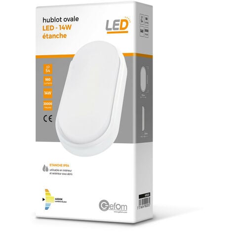 Hublot ovale Ip54 leds 4000K - 14W -980Lm dimension 21010542