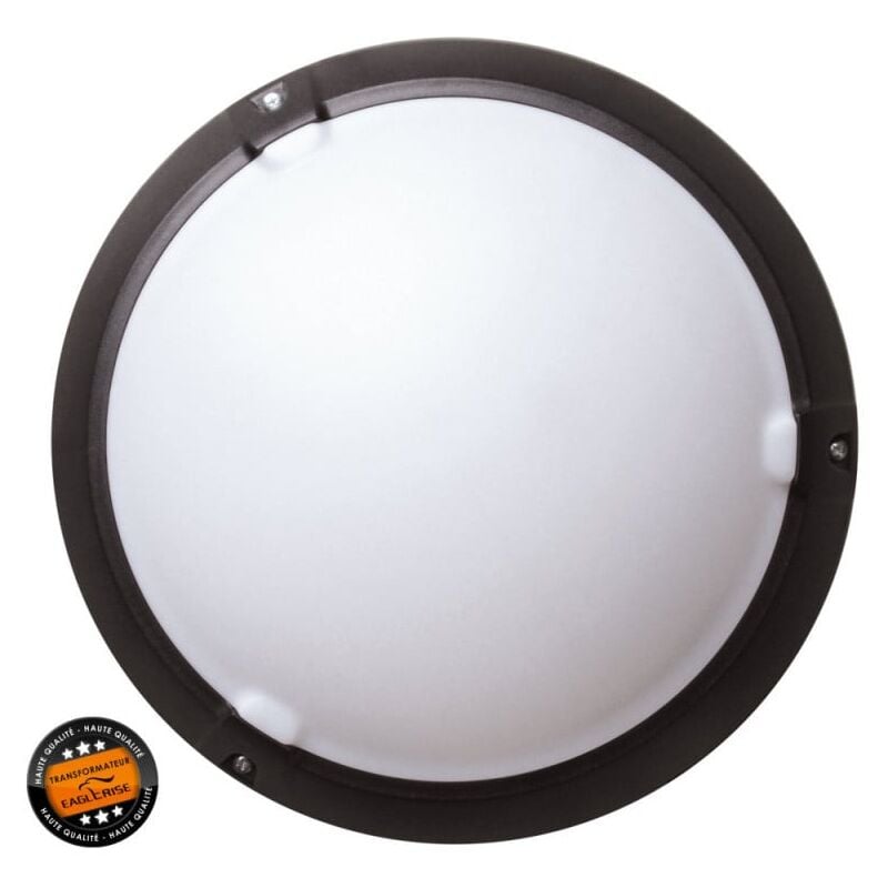 Hublot led Rond Intérieur Extérieur 15W 4500K IP65 Noir Woltz