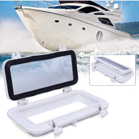 Hublot rectangulaire marin, 40 x 20 cm, fenêtre pour yacht, verre trempé de 4 mm d'épaisseur, design moulé en ABS solide, résistant aux UV, blanc
