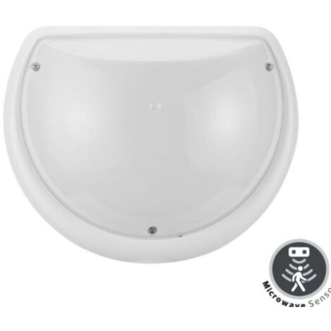 Hublot rond blanc à LED 9W (Eq. 72W) IP54 Diam. 250mm Capteur hyper fréquence