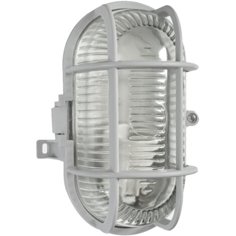 Hublot sans ampoule Ovale Gris E27 60W max IP44 - Tibelec