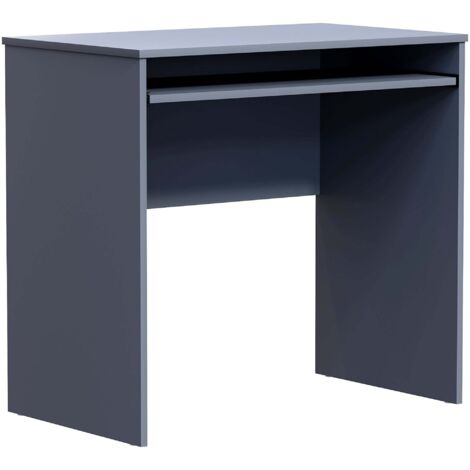 Huby Computer Desk Compact PC Workstation Shelves Storage Home Office Table, Grey
