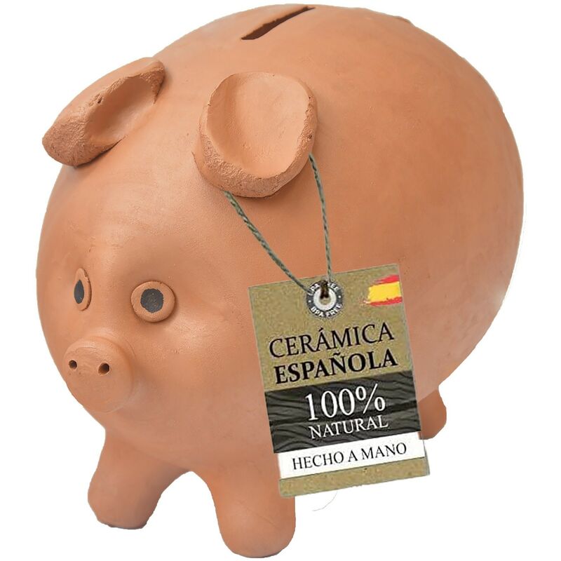 

Hucha cerdito de barro cocido, la de toda la Vida,100% ARTESANAL, hecha a mano Talla/Tamaño - Mediano