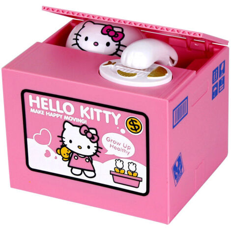 Hucha de Hello Kitty con forma de gato de dibujos animados, regalo creativo, monedas voladoras de gato adorables