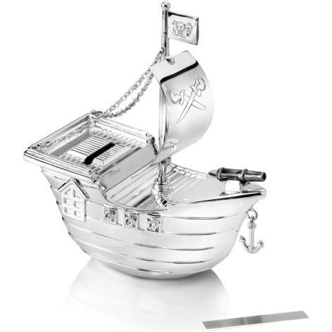 Hucha de plata para niños, elegante, regalo barco pirata  Tamaño: 66x135x150 mm  SKU: ZV6179261