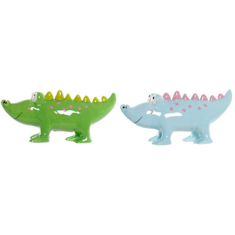 

Hucha DKD Home Decor Azul Verde Cocodrilo Dolomita (2 pcs)
