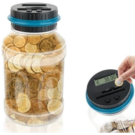 Hucha electrónica de 1,8 l, con pantalla LCD, contador automático de monedas, regalo para niños y adultos.