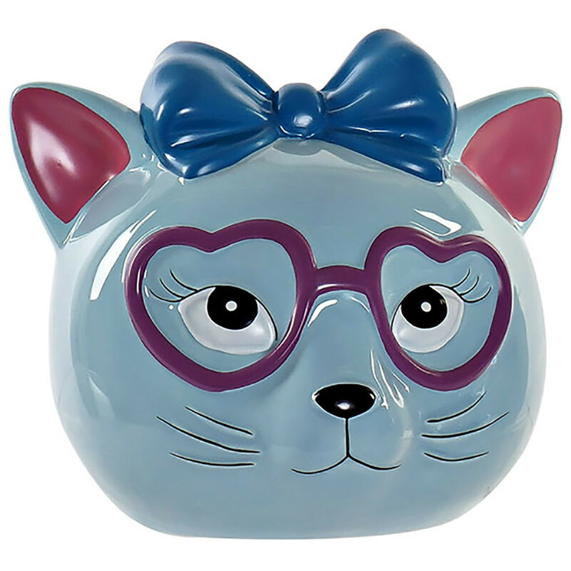 

Hucha Gato con Gafas, Hucha de Dolomite para Niños. Huchas Infantiles Originales, Figura de Gato Hucha Decoración 16x12,8x14cm Color - Azul