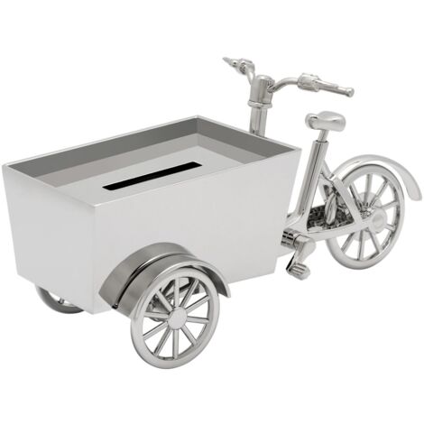 Hucha plateada para niños, elegante como regalo, bicicleta de carga  Tamaño: 16x7H 8cm  SKU: ZV6165061