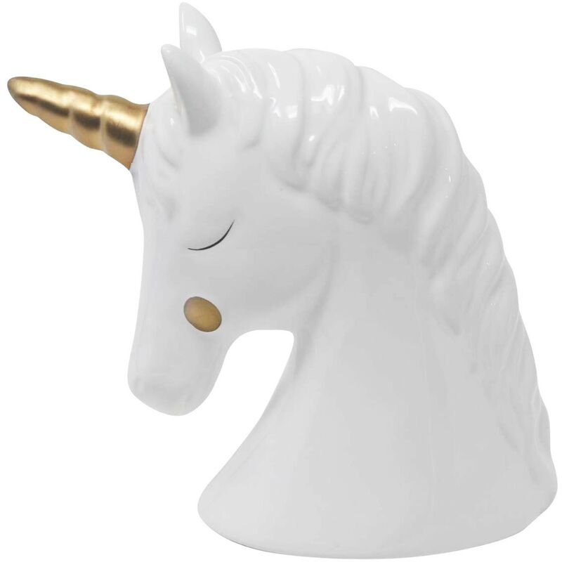 

Hucha Unicornio Blanco con Dorado de Cerámica para Niñas. Huchas Infantiles, Figura de Unicornio Hucha Decoración 17,5x8x15 cm