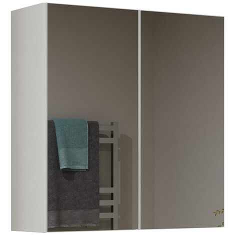 Hucoco – Armoire murale de salle de bain 2 portes – Dimensions 60x22x60 cm – Panneaux mélaminés blanc mat – Rangement au-dessus du lavabo