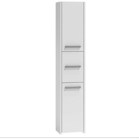 Hucoco – Colonne de salle de bain 30x30x170 cm – 3 portes avec étagères – Panneaux mélaminés – Design moderne et épuré
