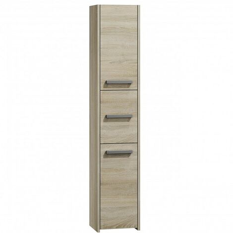 Hucoco – Colonne de salle de bain 30x30x170 cm – Meuble de rangement moderne avec 3 portes et étagères – Panneaux mélaminés durables