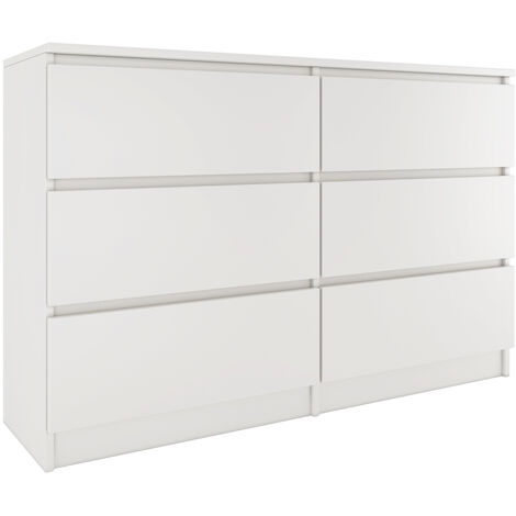 Hucoco – Commode enfant 6 tiroirs 120x77x30cm – Structure en panneaux mélaminés – Glissières silencieuses – Résistante aux rayures et humidité