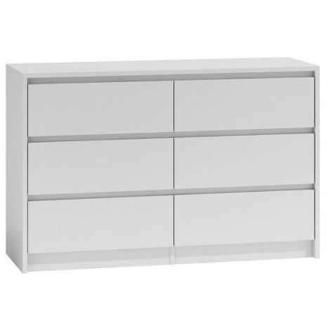 Hucoco – Commode enfant 6 tiroirs – Dimensions 120x75x40cm – Structure panneaux de particules mélaminés – Finition blanc mat