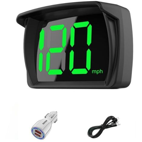 HUD Affichage Tête Haute GPS Compteur de Vitesse Numérique MPH, Grands Chiffres LED, Universel Voiture Camion Moto