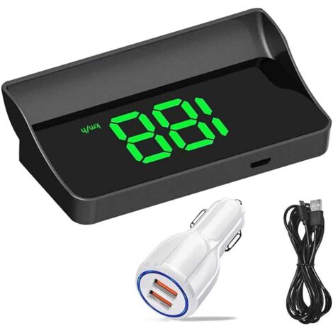 HUD Head Up Écran de voiture avec Chargeur Allume, compteur de vitesse GPS universel, compteur de vitesse numérique, pour voiture et moto, Plug & Play, projection de pare-brise