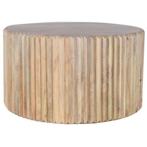 Hudson Carved Round Coffee Table - Mango Wood - L80 x W80 x H46 cm